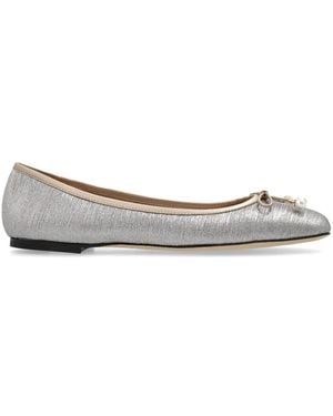 Jimmy Choo Elme Flat Leather Ballet Flats - Grey