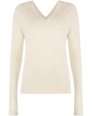 Calvin Klein Wool V-Neck Sweater - White