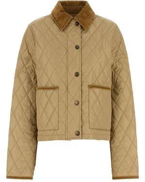Burberry Quilted Crop Jacket - Natural