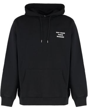 Drole de Monsieur Slogan Cotton Hoodie - Black