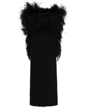 Sportmax Feathered Midi Dress - Black