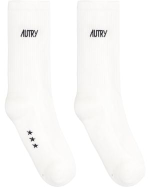 Autry Logo Cotton Blend Socks - White