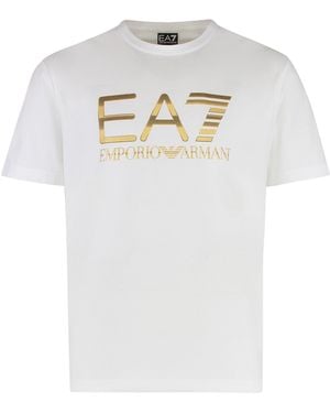 EA7 Logo Cotton T-Shirt - White