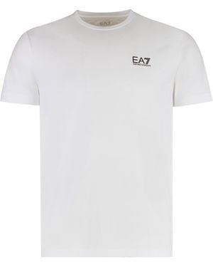 EA7 Logo Cotton T-Shirt - White