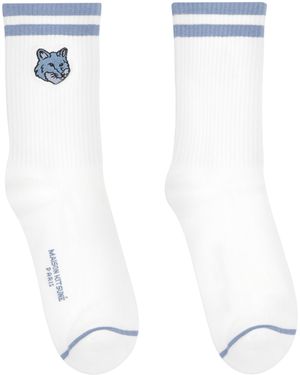 Maison Kitsuné Terry Cloth Socks With Logo - White