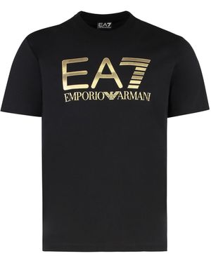 EA7 Logo Cotton T-Shirt - Black