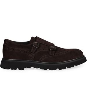 Doucal's Suede Monk-Strap Shoes - Black