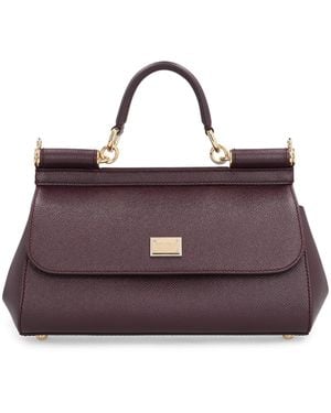 Dolce & Gabbana Sicily Medium Leather Handbag - Purple