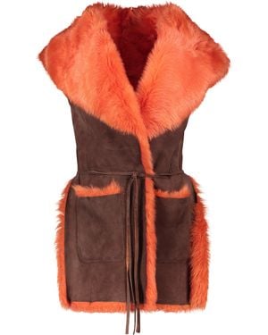 Alberta Ferretti Fur Vest - Orange