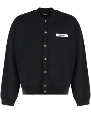 Jacquemus Gros Grain Logo Detail Cotton Cardigan - Black