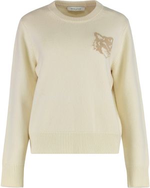 Maison Kitsuné Round Neck Wool Sweater - Natural