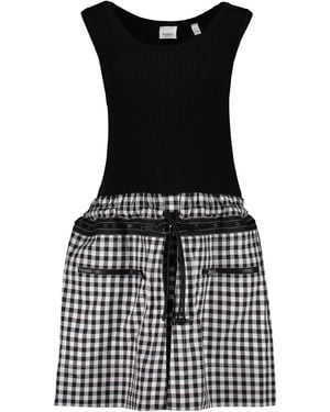 Burberry Halter Gingham Drawstring Mini Dress - Black