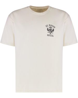 Rhude Logo Cotton T-Shirt - White
