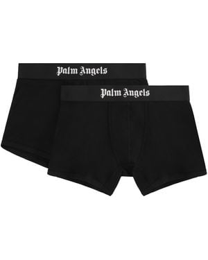 Palm Angels Two-Pack Of Cotton Boxer Shorts With Branded Elastic Band - Black