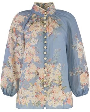 Zimmermann Ramie Cascadian Billow Blouse - Blue