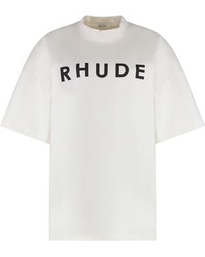 Rhude Logo Print Oversize T-Shirt - White