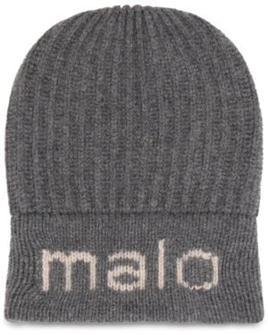 Malo Knitted Hat With Distinctive Logo - Gray