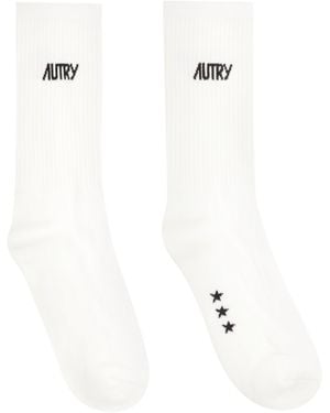 Autry Logo Cotton Blend Socks - White