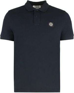 Stone Island Cotton-Piqué Polo Shirt - Black