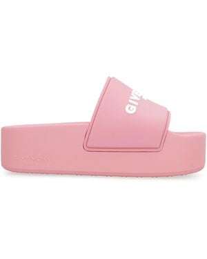 Givenchy Logoed Rubber Platform Slides - Pink