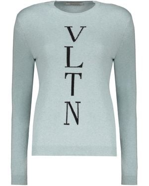 Valentino Garavani Long Sleeve Crew-Neck Sweater - Blue