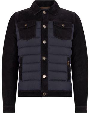 Moorer Elegant Down Jacket With Leather Accents - Black