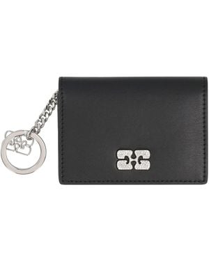 Ganni Bou Faux Leather Card Holder - Black