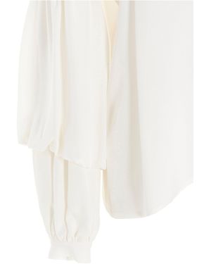 DI.LA3 PARI' Puff-sleeve Silk Shirt Shirt And Blouse - White