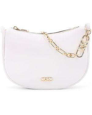 Michael Kors Kendall Leather Shoulder Bag With Frontal Monogram - Natural