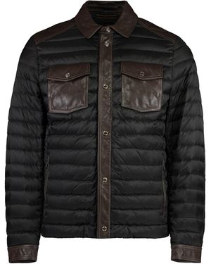 Moorer Leather Inlay Down Jacket in Black for Men | Lyst