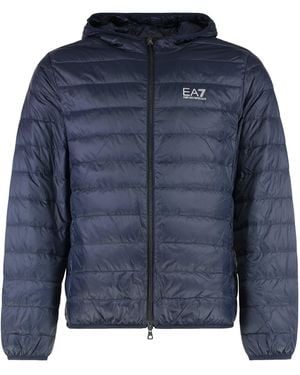 EA7 Hooded Ultra-Light Down Jacket - Blue