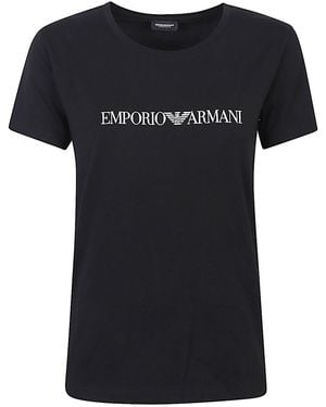 Emporio Armani Logo Cotton T-Shirt - Black