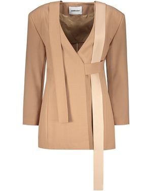Ambush Double Breasted Blazer - Brown