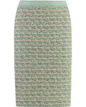 St. John Boucle Knit Skirt - Green