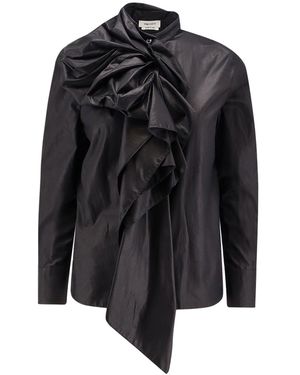 McQueen Cotton Bow Shirt - Black