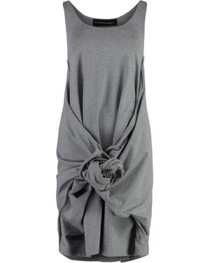 Y. Project Embroidered Cotton Mini Dress - Grey