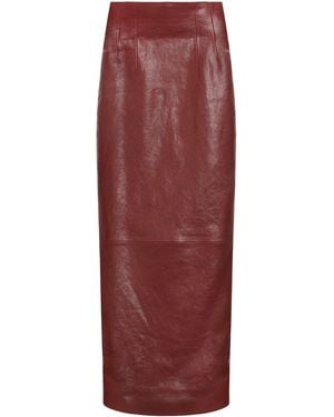 KHAITE Loxley Leather Skirt - Red