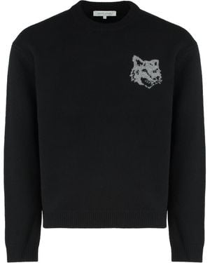 Maison Kitsuné Sweater With Round Neck - Black