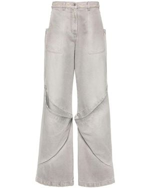 The Attico Wide-Leg Denim Cotton Jeans - Grey