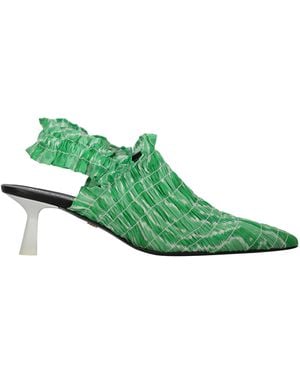 AMY CROOKES Fabric Mules - Green