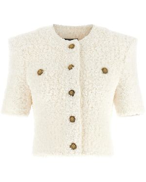 Balmain Cardigan Tweed Plumetis - White