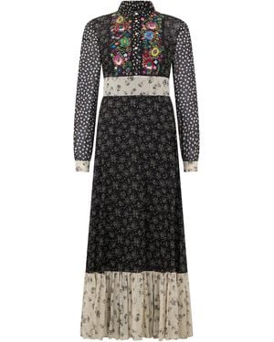 RED Valentino Elegant Long Dress With Colorful Floral Print, Bold And Sophisticated Design - Black