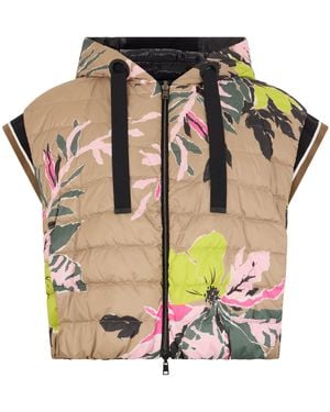 Herno Sleeveless Jacket With Floral Pattern - Natural