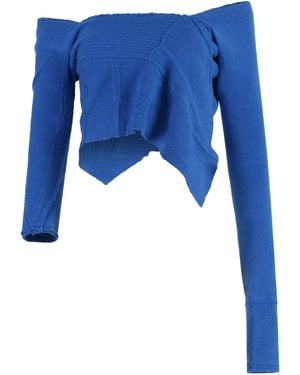 TALIA BYRE Knitted Crop Top - Blue