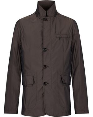 Moorer Light Classic Jacket With High Collar - Brown