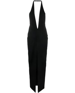 Monot Silk Crepe Long Dress - Black