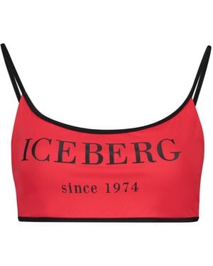 Iceberg Printed Bikini Top - Red