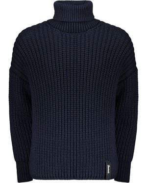 Herno Dark Sweater With A High Collar - Blue