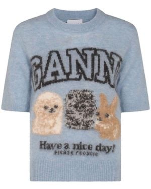 Ganni Sweaters Clear - Blue