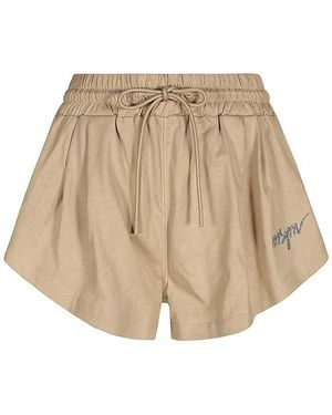 MSGM Logo Embroidered Drawstring Shorts - Natural
